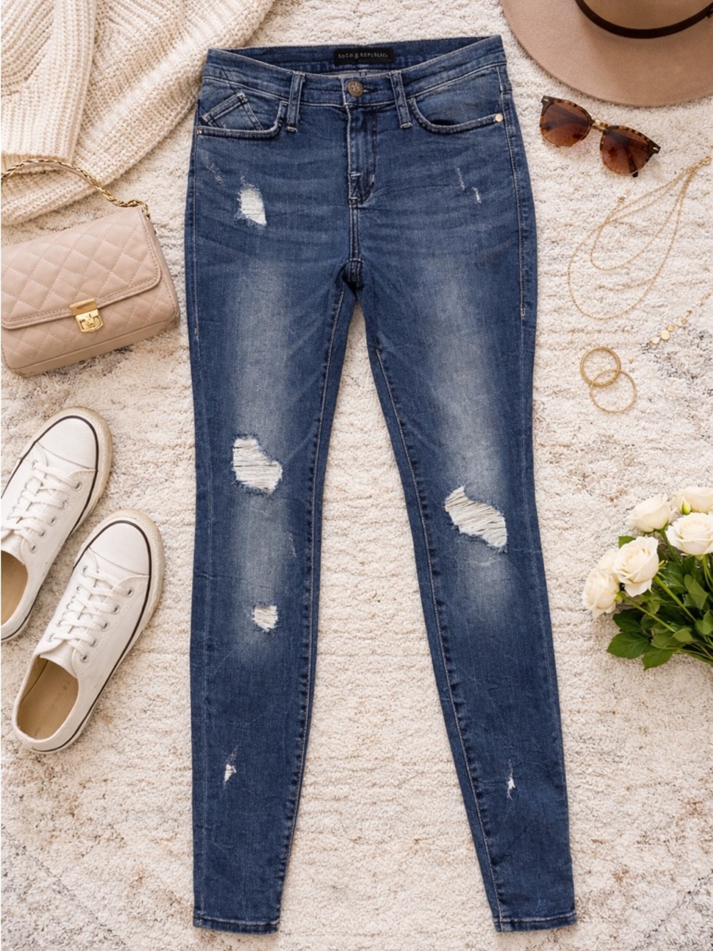 Rock & Republic Kashmiere Y2K Skinny Jeans Distressed Stretch Low Rise